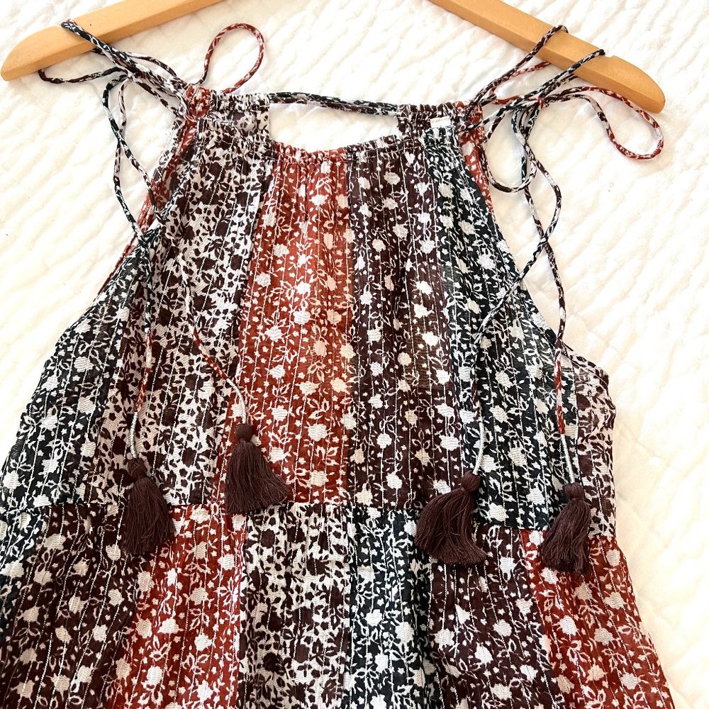 Anthropologie Shirred A-Line Tiered Dress in WIne NWT - Picture 9 of 10